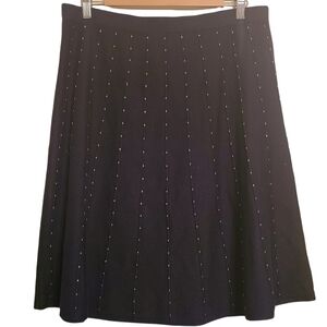 Grey & Gray | Blue Knit A-Line Skirt w/ Polka Dots (Size XL)